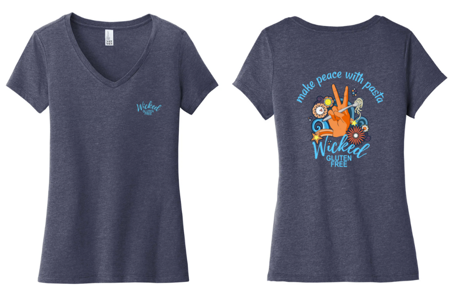 Make Peace With Pasta Women's V Neck - Heather Blue